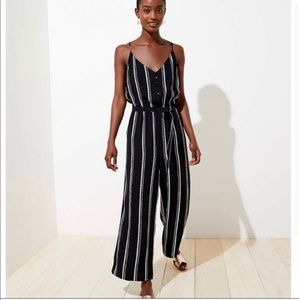 Loft Striped Strappy Wide Leg Jumpsuit
